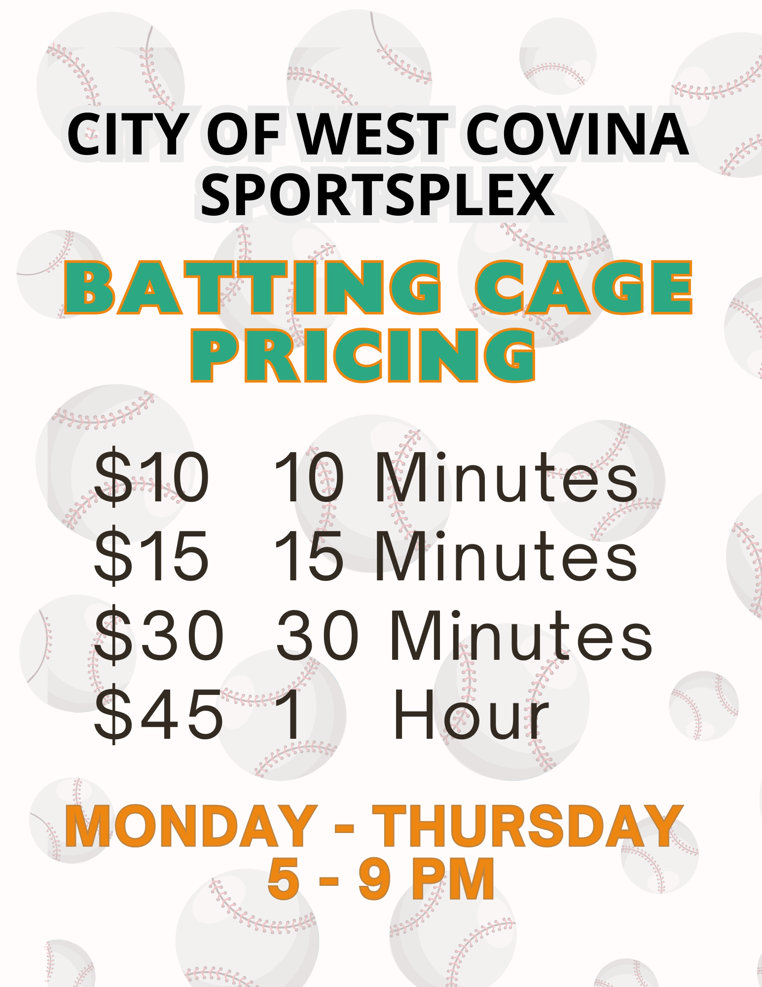 West Covina Sportsplex Batting Cages Pricing 